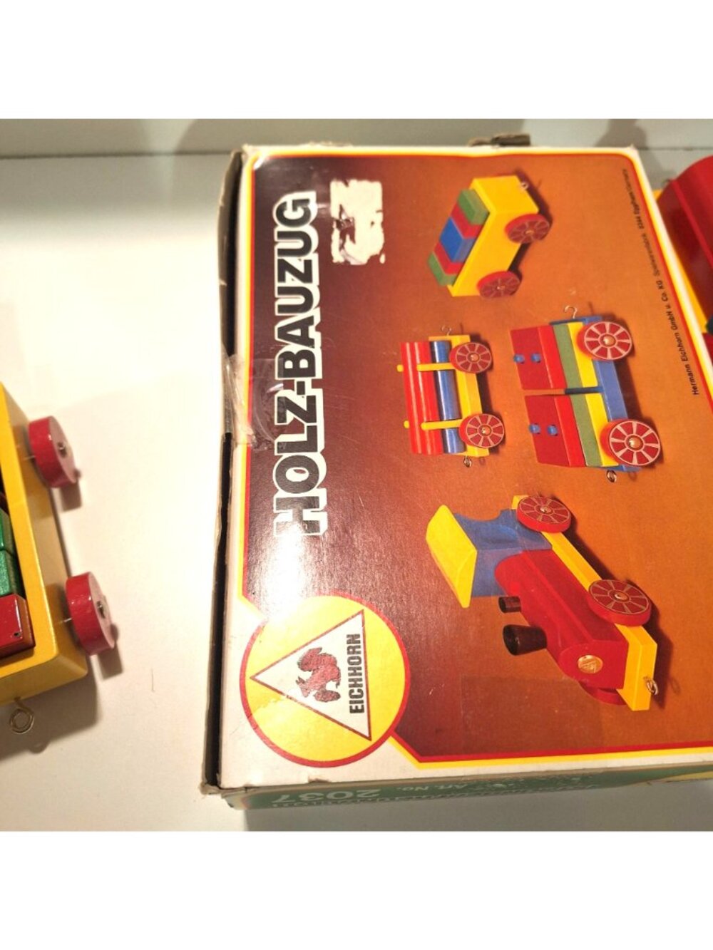 Eichhorn Holz-Bauzug Wooden Blocks Train Complete Set Original Box Vintage - Picture 10 of 12